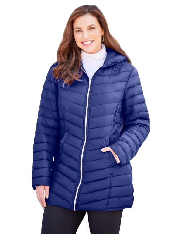 Women's Plus Size Packable Puffer Coat
