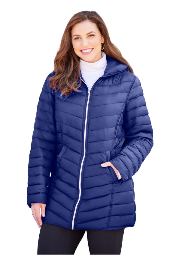 Women's Plus Size Packable Puffer Coat