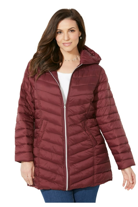 Women's Plus Size Packable Puffer Coat