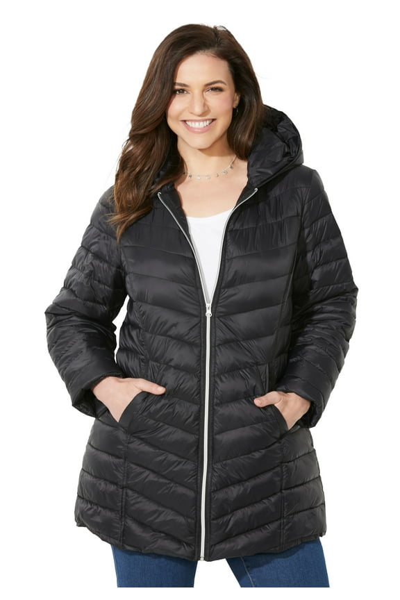 Women's Plus Size Packable Puffer Coat
