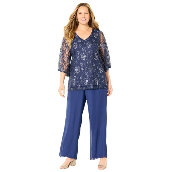 Catherines Women's Plus Size Petite Allover Lace Blouse