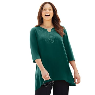 Catherines Women's Plus Size Petite Anywear Keyhole Tunic