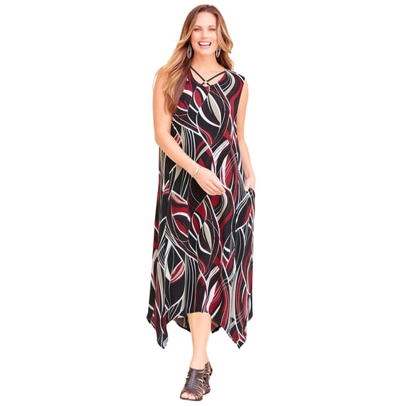 Catherines Women's Plus Size Petite Anywear Reversible Crisscross V-Neck Maxi Dress
