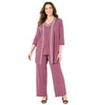 thumbnail image 1 of Catherines Women's Plus Size Petite Beaded 3-Piece Cardigan Pant Suit, 1 of 2