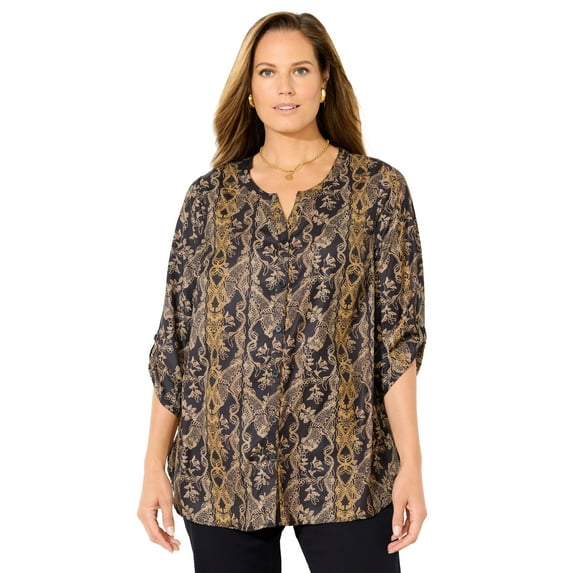 Catherines Women's Plus Size Petite Breezeway Georgette Blouse