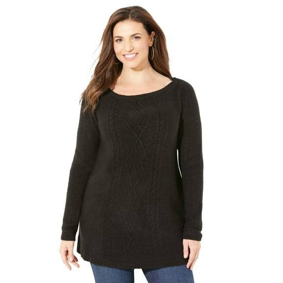 Catherines Women's Plus Size Petite Cashmiracle; Cable Sweater