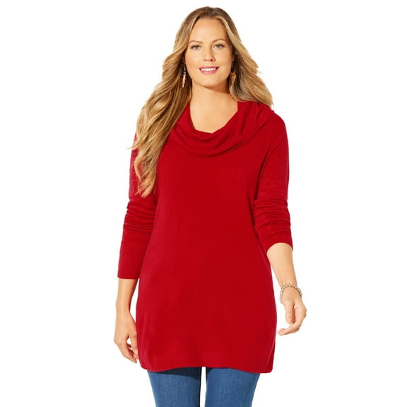 Catherines Women's Plus Size Petite Cashmiracle Cowlneck Sweater