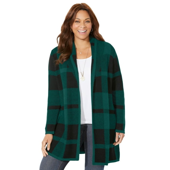 Catherines Women's Plus Size Petite Country Village Sweater Cardigan