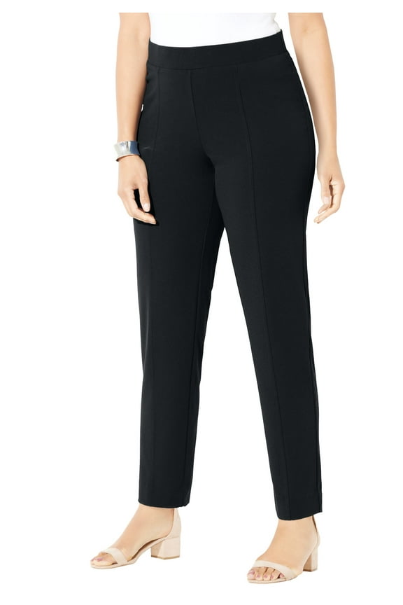Women's Plus Size Petite Crepe Knit Pull-On Pant