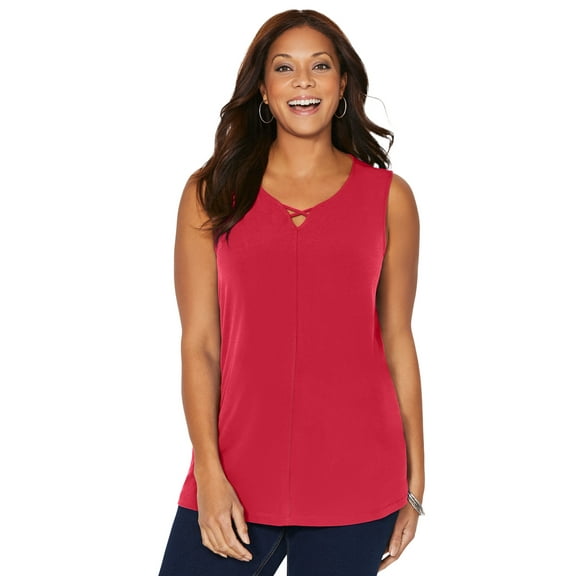Catherines Women's Plus Size Petite Crisscross Timeless Tank