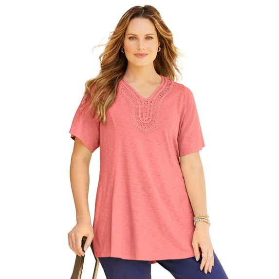 Catherines Women's Plus Size Petite Crochet Swing Tunic