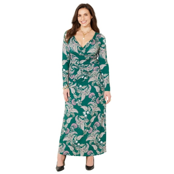 Catherines Women's Plus Size Petite Curvy Collection Draped Midi Dress