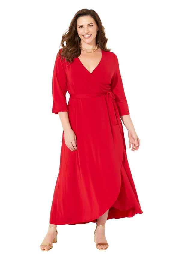 Women's Plus Size Petite Easy Faux Wrap Dress