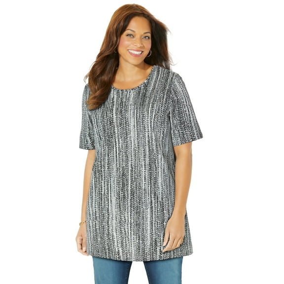 Catherines Women's Plus Size Petite Easy Fit Short Sleeve Scoopneck Tunic