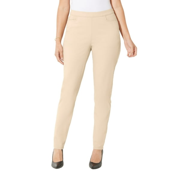 Catherines Women's Plus Size Petite Essential Flat Front Pant