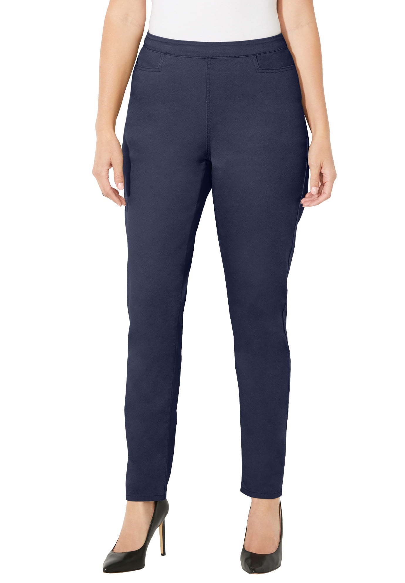 Women's Plus Size Petite Essential Flat Front Pant