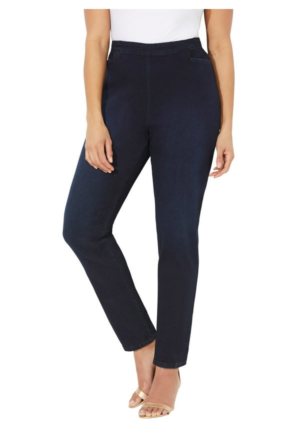 Women's Plus Size Petite Essential Flat Front Pant