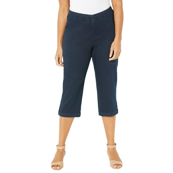 Catherines Women's Plus Size Petite Everyday Capri With Sparkle Hem