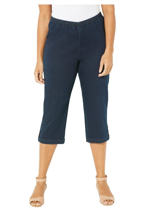 Women's Plus Size Petite Everyday Capri With Sparkle Hem