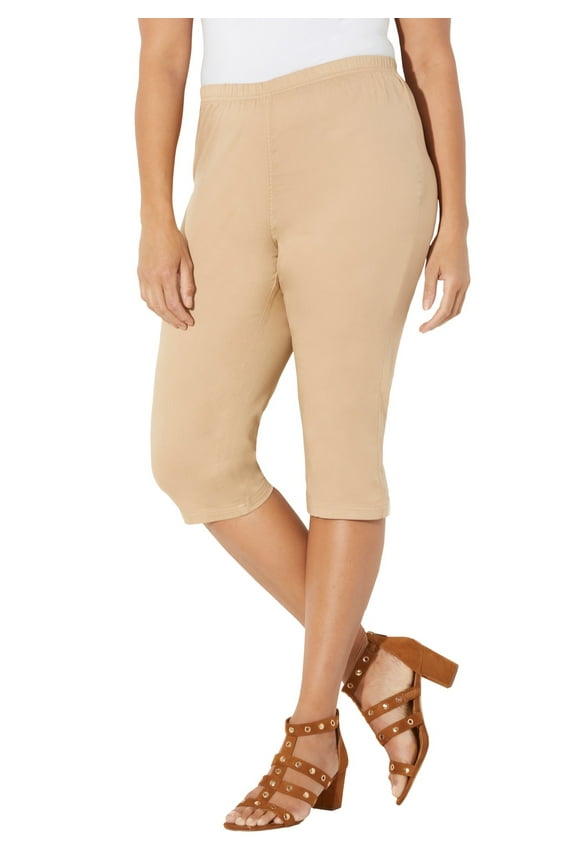 Women's Plus Size Petite Everyday Cotton Twill Capri
