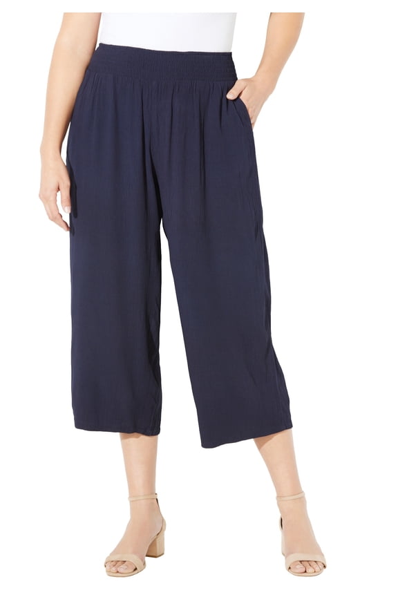 Women's Plus Size Petite Gauze Pull-On Capri