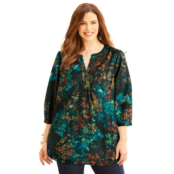 Catherines Women's Plus Size Petite Muse Pintuck Tunic