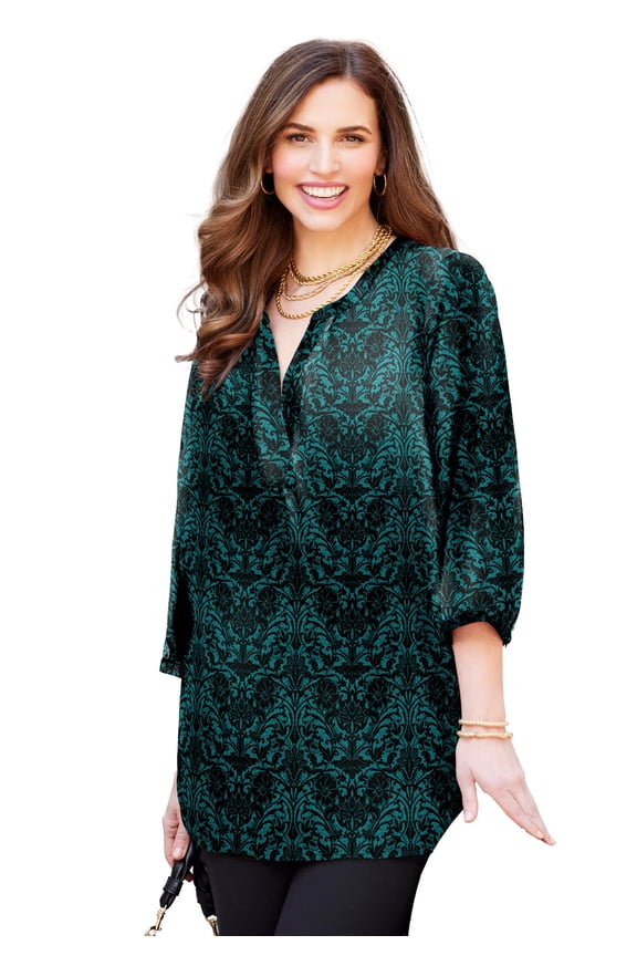Women's Plus Size Petite Muse Pintuck Tunic