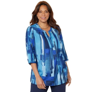 Catherines Women's Plus Size Petite Georgette Pintuck Tunic