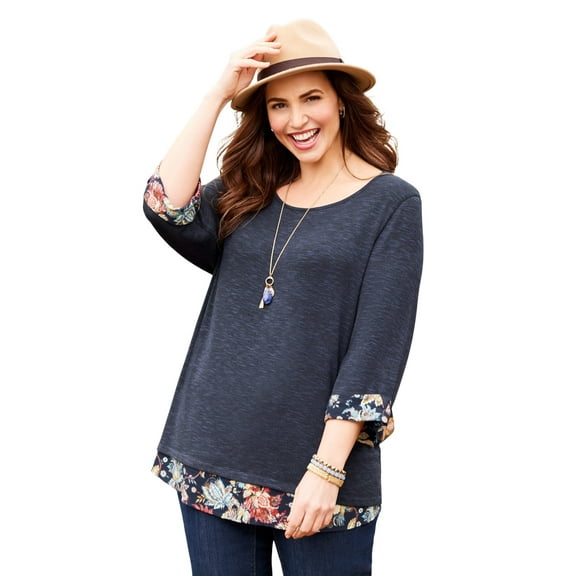 Catherines Women's Plus Size Petite Impossibly Soft Duet Tunic