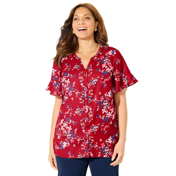 Catherines Women's Plus Size Petite Isabella Romance Blouse