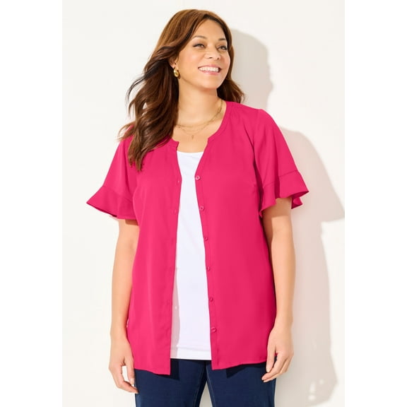 Catherines Women's Plus Size Petite Isabella Romance Blouse