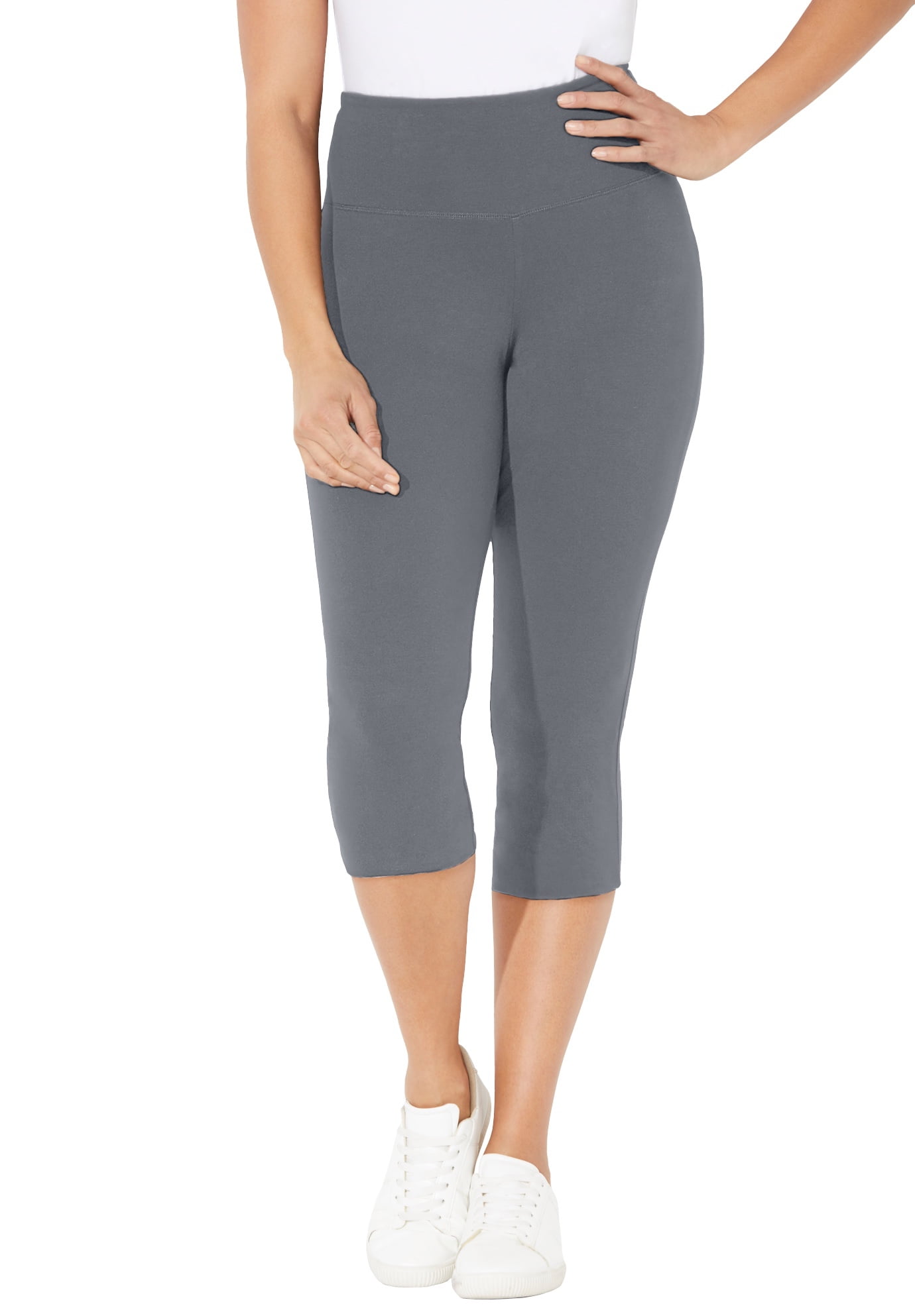 Catherines Women's Plus Size Petite Knit Legging Capri 