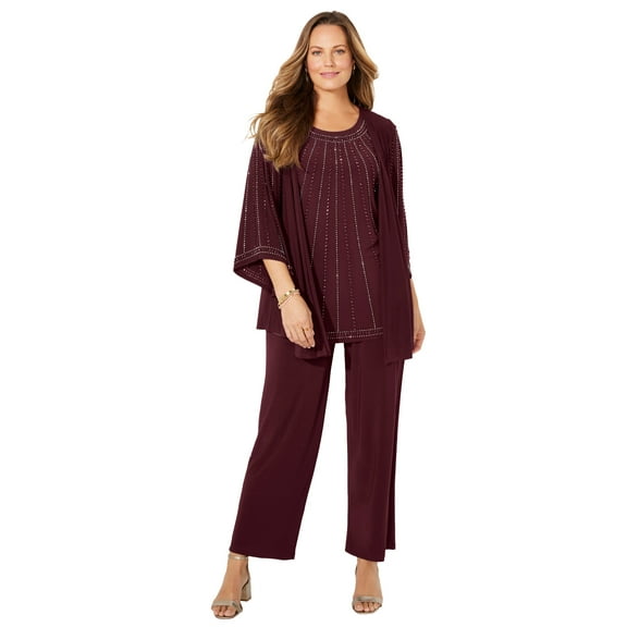 Catherines Women's Plus Size Petite Luminary 3-Piece Pant Suit