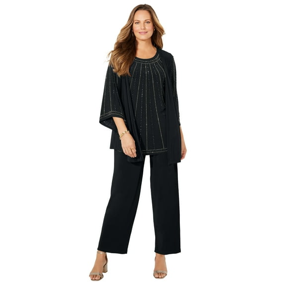 Catherines Women's Plus Size Petite Luminary 3-Piece Pant Suit