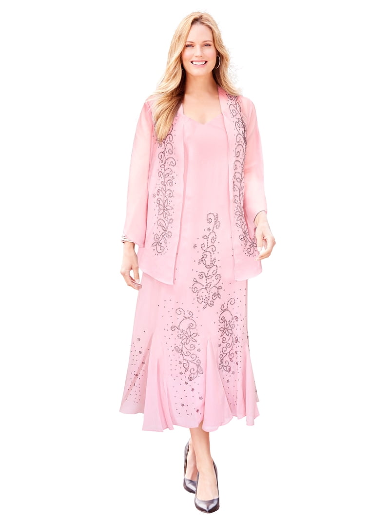 Petite Plus Size Women's Masquerade Beaded Dress Set by Catherines in Rose (Size 28 WP)