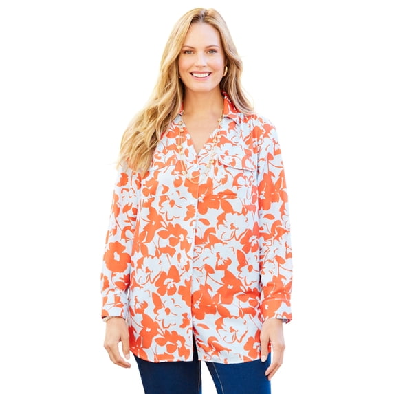 Catherines Women's Plus Size Petite Modern Camp Shirt