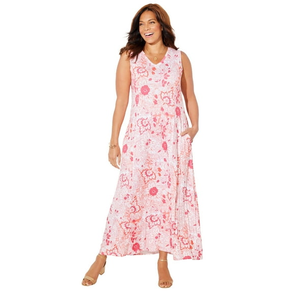 Catherines Women's Plus Size Petite Morning To Midnight Maxi Dress (With Pockets)