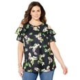 thumbnail image 1 of Catherines Women's Plus Size Petite Open-Shoulder Georgette Top, 1 of 4
