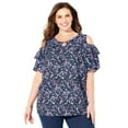 thumbnail image 1 of Catherines Women's Plus Size Petite Open-Shoulder Georgette Top, 1 of 4