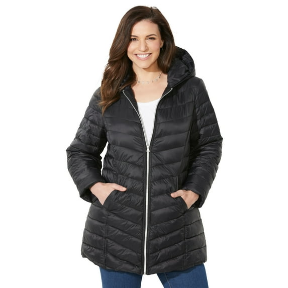 Catherines Women's Plus Size Petite Packable Puffer Coat