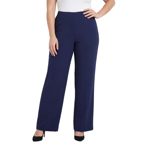 Catherines Women's Plus Size Petite Ponte Wide Leg Pant
