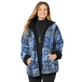 thumbnail image 1 of Catherines Women's Plus Size Petite Printed Fleece Coat With Sherpa Lining, 1 of 4