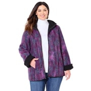 Catherines Women's Plus Size Petite Printed Fleece Coat With Sherpa Lining
