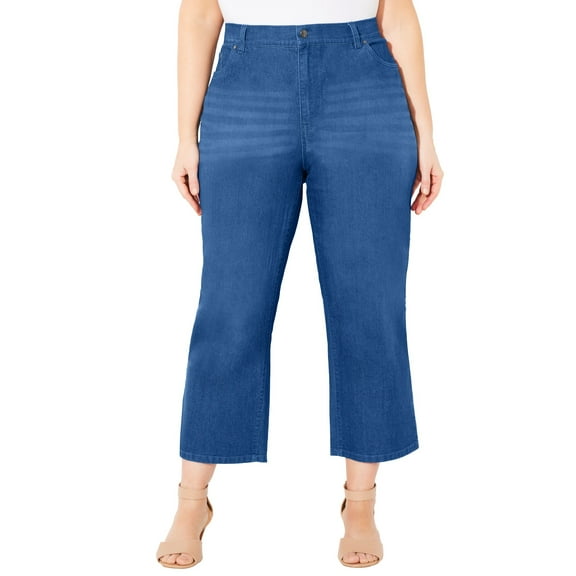 Catherines Women's Plus Size Petite Right Fit Curvy Crop Jean