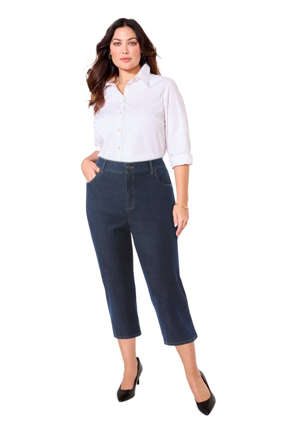 Women's Plus Size Petite Right Fit Curvy Jean Capri