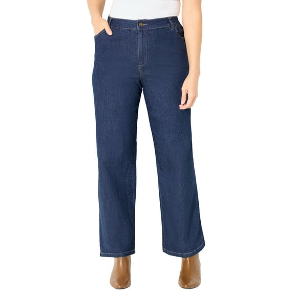 Catherines Women's Plus Size Petite Right Fit Curvy Wide Leg Jean