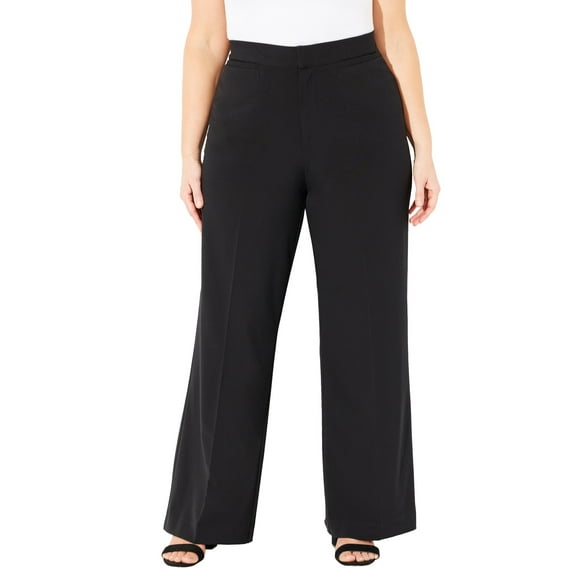 Catherines Women's Plus Size Petite Right Fit Curvy Wide Leg Pant
