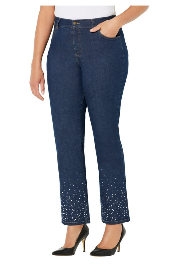 Women's Plus Size Petite Right Fit Rhinestone Jean