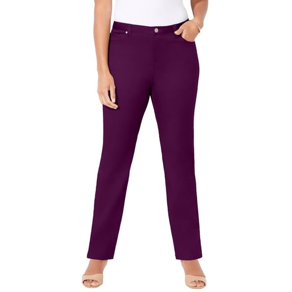 Catherines Women's Plus Size Petite Softluxe Sateen Stretch Pant