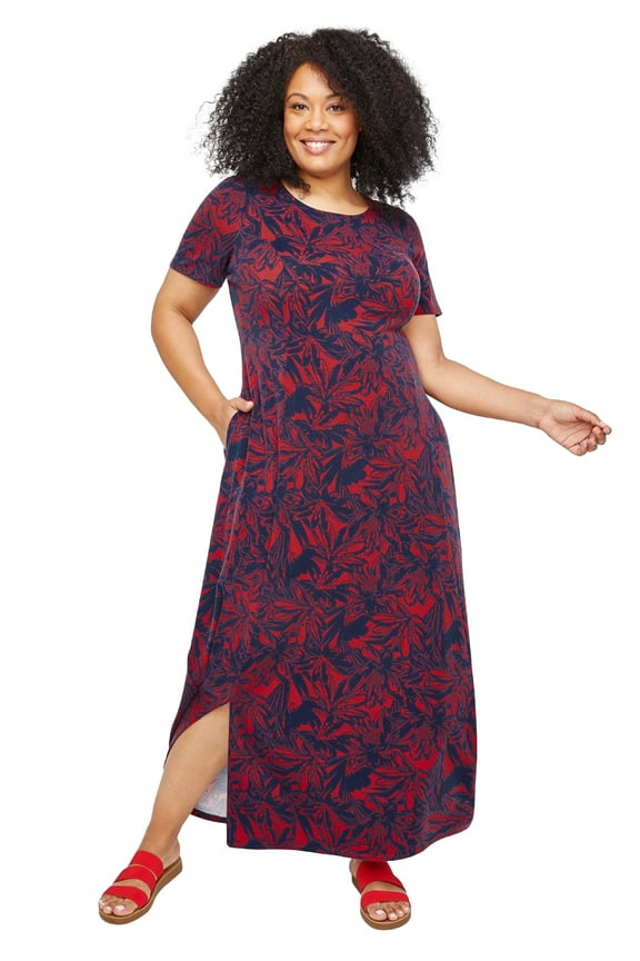 Women's Plus Size Petite Scoopneck Maxi Dress